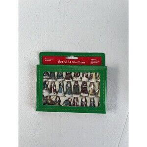 Set 24 Mini Trims Hand Painted Christmas Ornaments New Design Vintage People